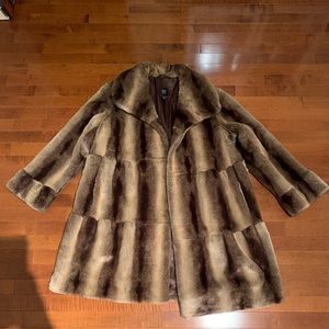 Chocolate two-tone faux fur coat
